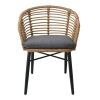 SALSA Alu STACK Armchair Black/Wicker Natural, Cushion Grey