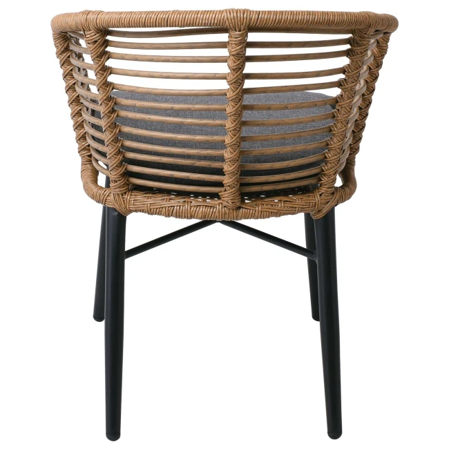 SALSA Alu STACK Armchair Black/Wicker Natural, Cushion Grey