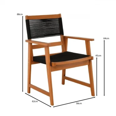 SPRING Dining Armchair, Acacia Natural, Rope Wicker Black