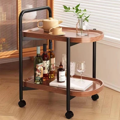 TROLLEY 60x38x65cm Walnut/Metal Black