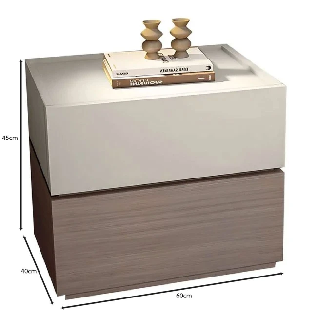 VANITY Bedside 2-Drawers 60x40x45cm Sonoma Oak/Cream