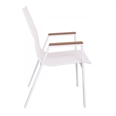 VIRNA Armchair Metal White/Textilene White/Polywood Natural