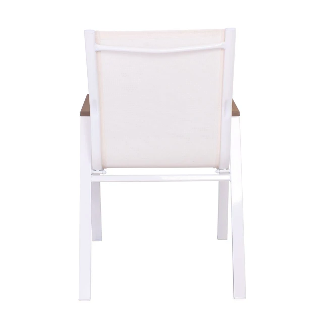 VIRNA Armchair Metal White/Textilene White/Polywood Natural