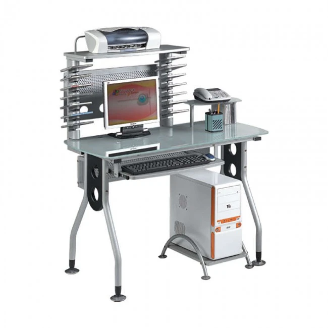 ΓΡΑΦΕΙΟ 100X60X75/89εκ.PVC/ΑΣΗΜΙ ΜΕΤΑΛ./ΤΖΑΜΙ ΑΜΜ./CPU - 12.0061