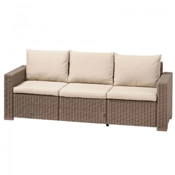 Καναπές California 3θέσιος  με επένδυση wicker σε χρώμα cappuccino με μαξιλάρι 199x68x72εκ