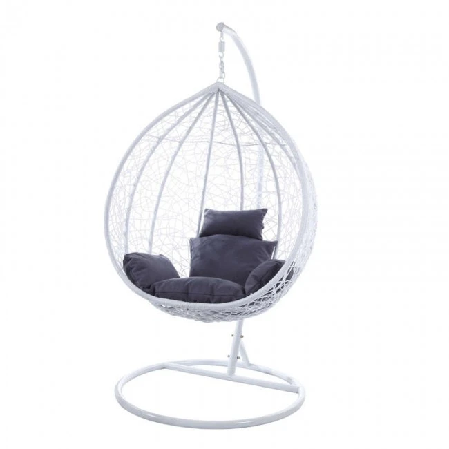 Κούνια κρεμαστή πολυθρόνα Nest/14 μεταλλική με επένδυση wicker χρώμα λευκό