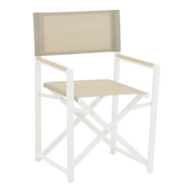 Director&#039;s chair Mabu pakoworld white aluminum 56x48x86cm