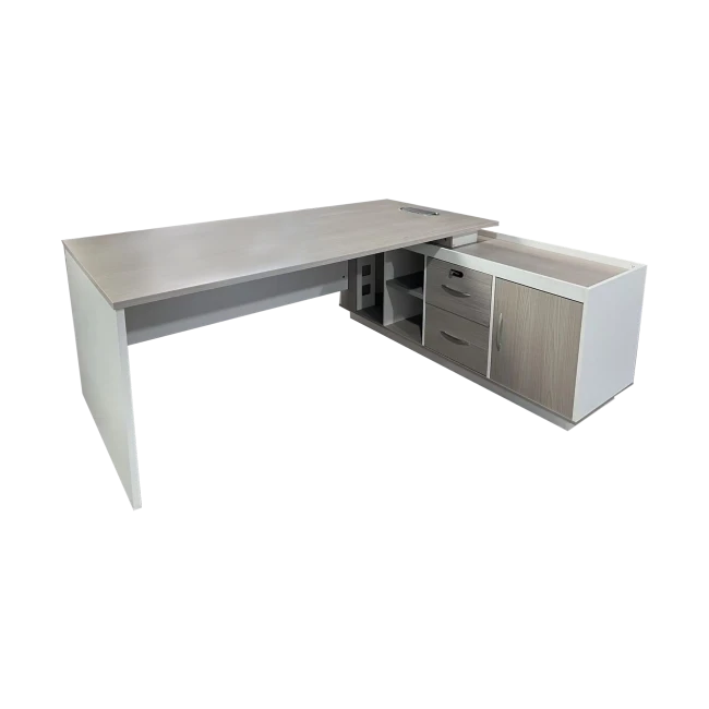 Professional work corner desk Armadi pakoworld sonoma-white 180x80x75cm