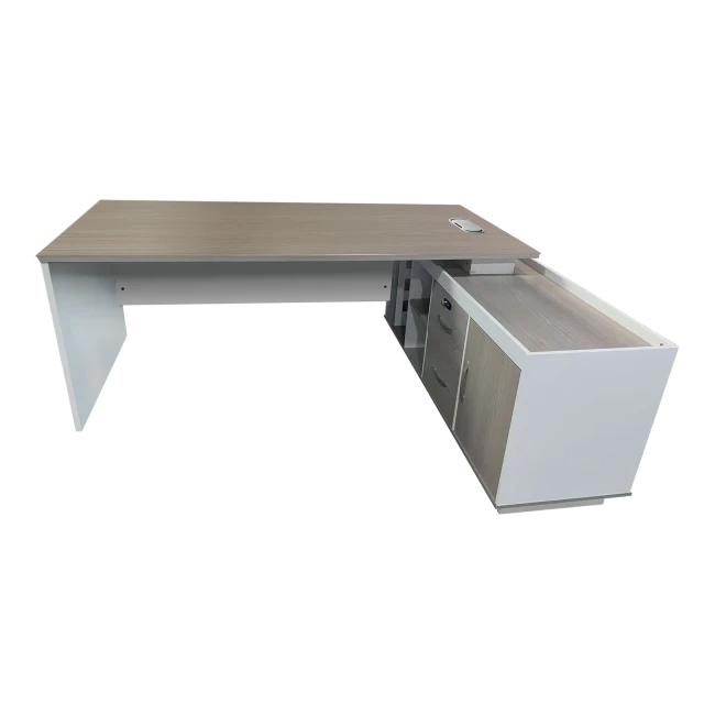 Professional work corner desk Armadi pakoworld sonoma-white 200x90x75cm